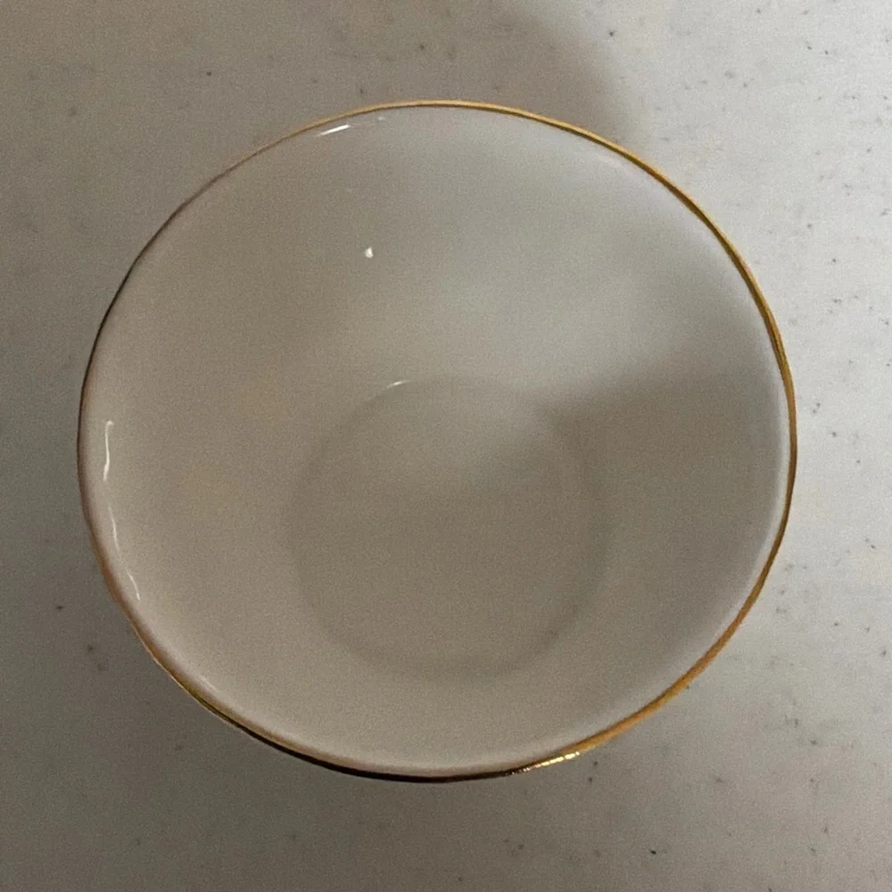 Floral Porcelain Bowl with Gold Rim